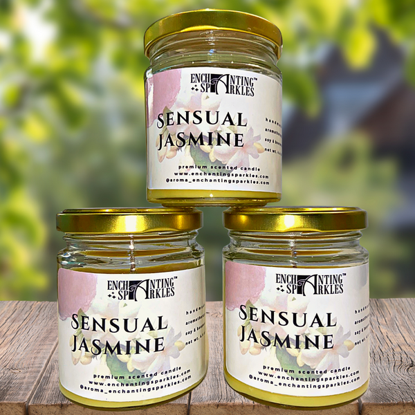 Sensual Jasmine Scented Aromatherapy Soy Wax Candle