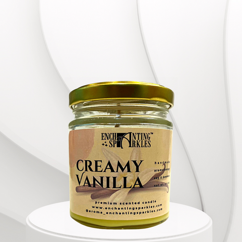Creamy Vanilla Scented Aromatherapy Soy Wax Candle